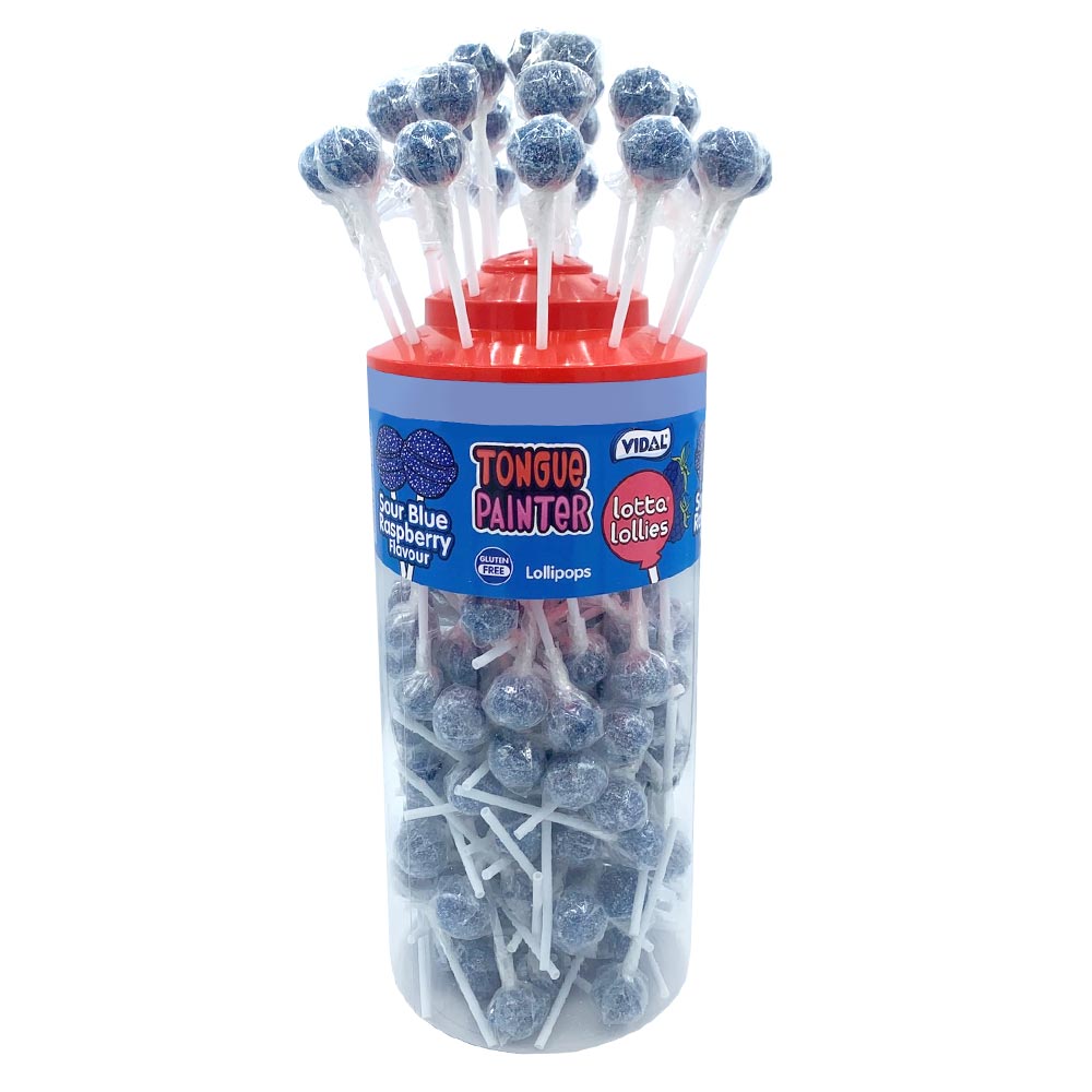 Vidal Lotta Lollies Blue Raspberry Lollipops Tub Of 150