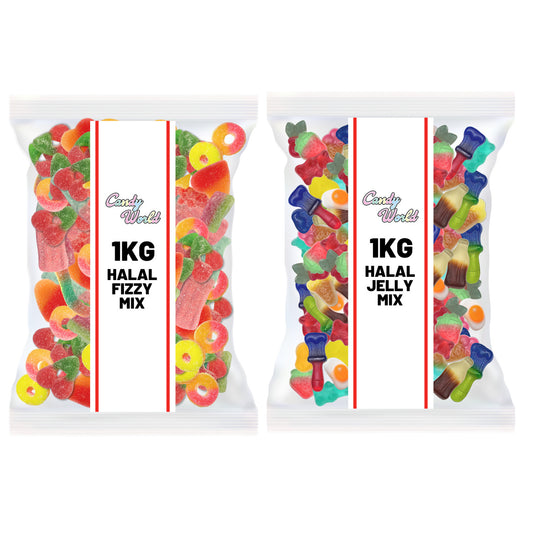 2kg of Halal Pick N Mix Sweets 1kg Fizzy & 1kg Jelly Mix Sweets Halal